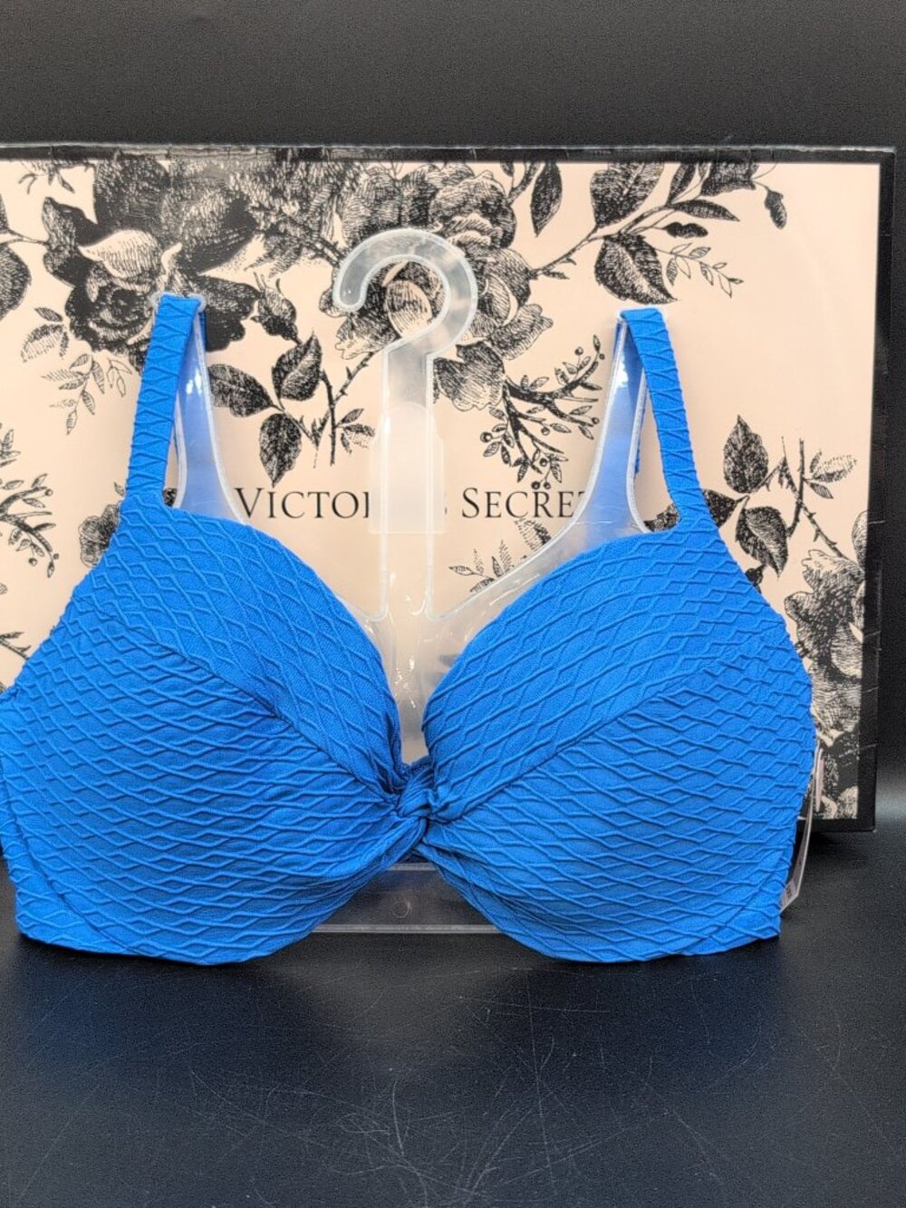 Victoria's Secret Twist Front Push Up Swim Bikini Top 34D Shocking Blue